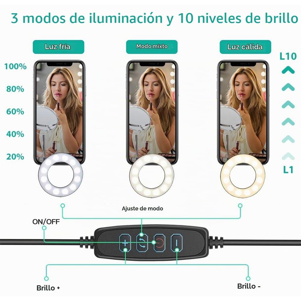 Aro de Luz Para Celular Negro Ekiipa - Imagen 4