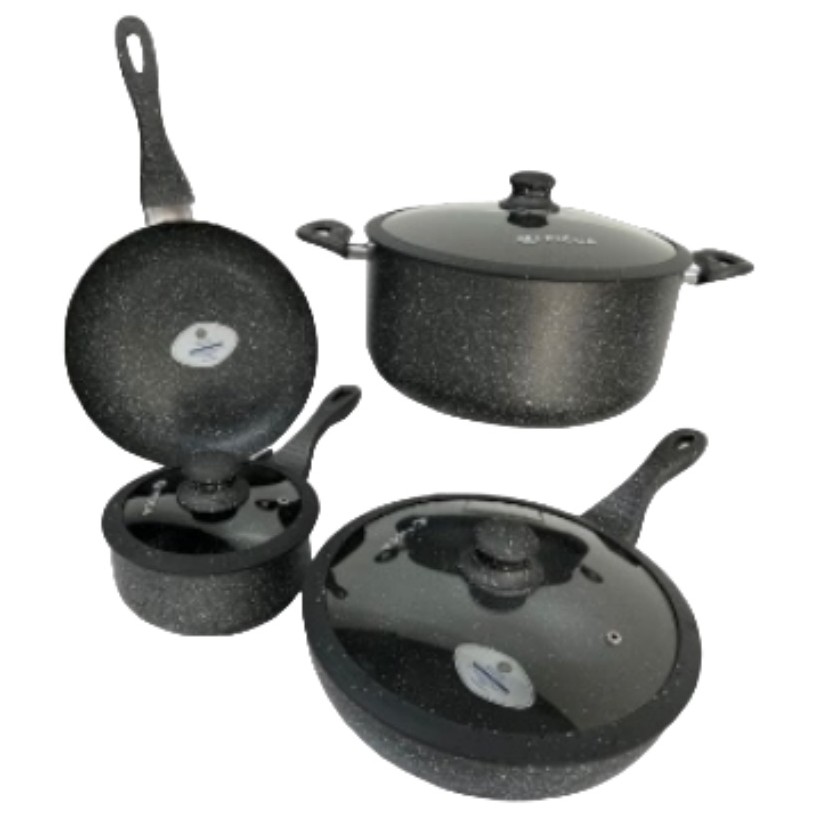 Batería Picca Verona Mármol 7 Pzs Gris