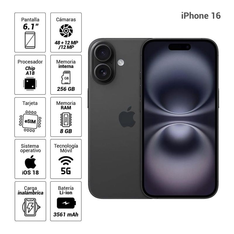 Celular Liberado Iphone 16 128Gb Negro - Imagen 5