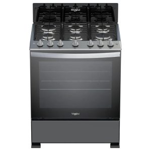 Estufa Whirlpool de 30" Negra, Top Inox, Chispero Y Luz En Horno