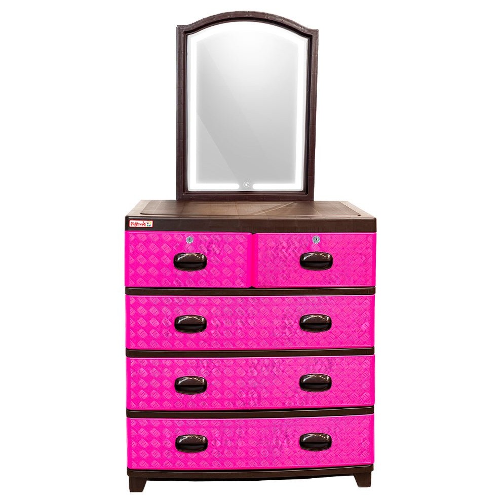 Gabinete Multiusos Rattan con Espejo Plastimas 4 N Rattan Magenta - Imagen 2