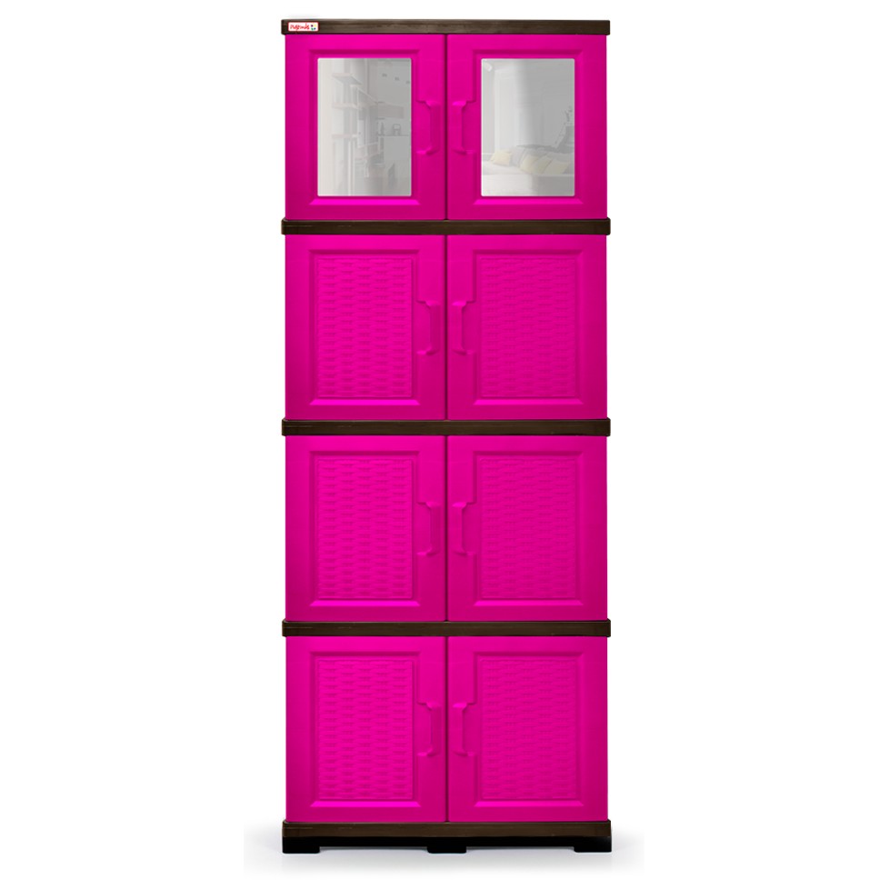 Gabinete Multiusos Rattan con Espejo Plastimas 4 N Rattan Magenta - Imagen 3