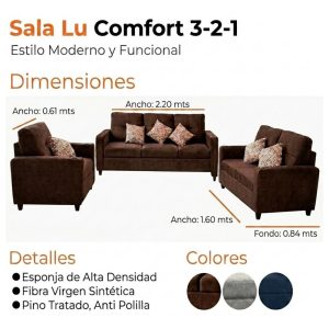 Juego de Sala Dimersa 321 Prestige Azul