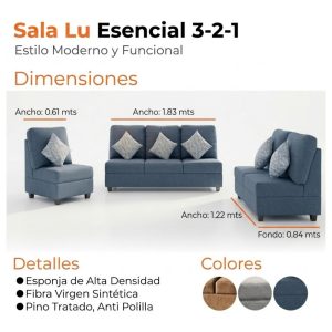 Juego de Sala Dimersa Lu Pro 321 Azul