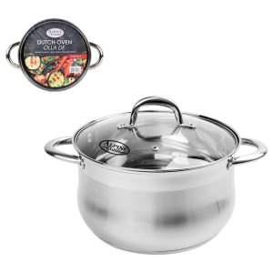 Olla de Acero Inoxidable con Tapa de Vidrio de 114 Litros