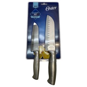 Oster Juego de 2 Cuchillos Santoku, de Acero Inoxidable, Os Riggins