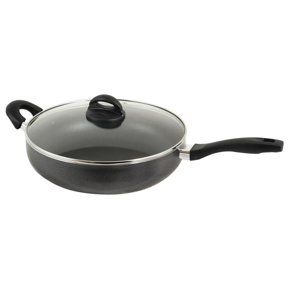 Oster Sartén de 35 Qt Antiadherente con Tapa de Vidrio Gris Carbón - Imagen 5