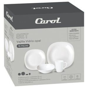 Oster Set de Vajilla 16 Pz Cuadrado Blanco Caja de Regalo
