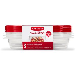 Rubbermaid Hermetico Rectangular Take Alongs 887Ml, 3Pk, 4Mp