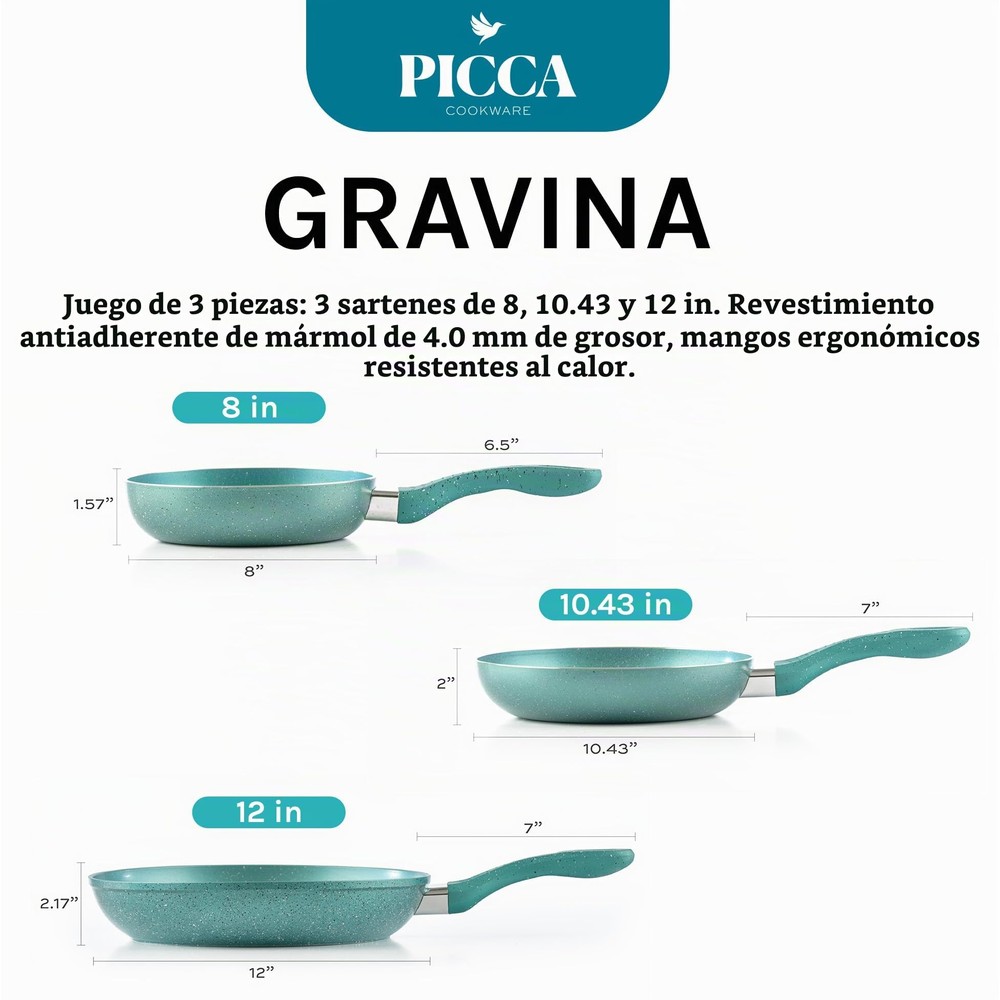 Set 3 Sartenes Picca Gravina Mármol Caramelo - Imagen 4